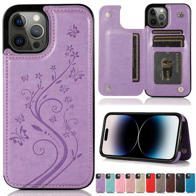 Etui portfelowe ze skóry motylkowej chroniące przed upadkiem do iPhone'a 14 Pro Max 13 Pro Max 12 Pro Max 11 Pro Max X Xr Xs 8 7 6 6s Plus 5 5s