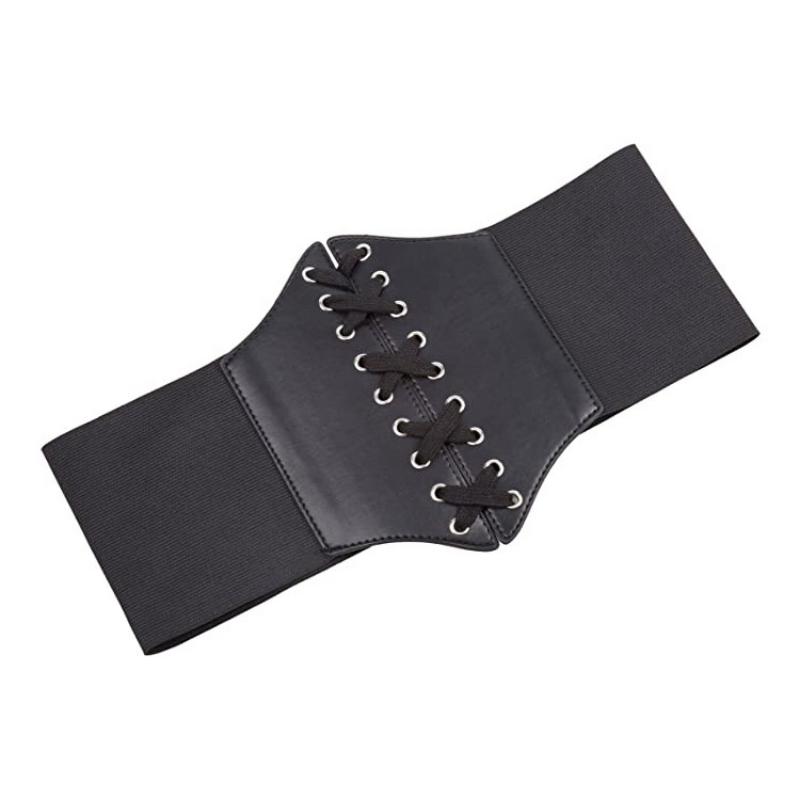 Women's Elastic Waist Belt Wide Leather Belt To Wear with Dress Women's Belt Black Waist Belt Women's Versatile Fashion Belt