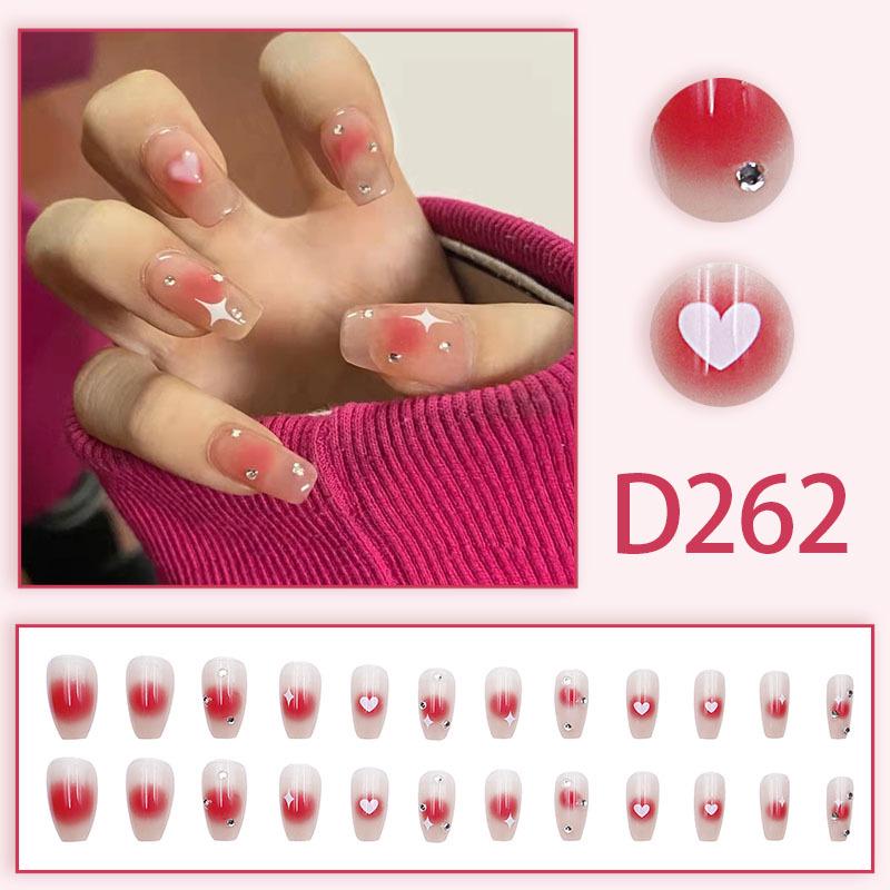 Sweet Fairy Detachable Press-On Nails: Cute Blush Translucent Finished Nails for Girls