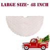 1pcs Polyester Faux Fur Cable Knit Christmas Tree Skirt Thick Xmas Decor with Knitted Hem for Holiday Tree Decoration
