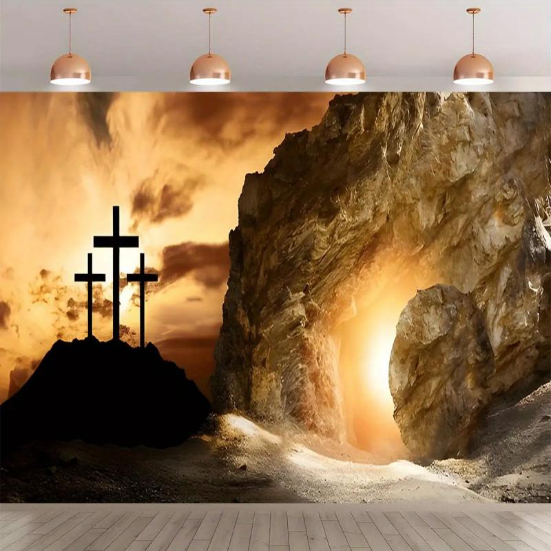 Christliche Passion und Auferstehung Thema Dekorative Wandteppich Haus Spirituelle Kultivierung Religiöser Hintergrund Stoff