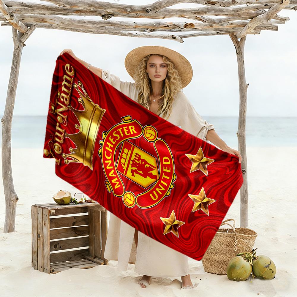 Manchester Personalized Name Beach Towel Quick-Dry Soft Microfiber Ideal for Travel Outdoor Swim Pool Yoga Surf Camping Hiking Gym Gift Holiday