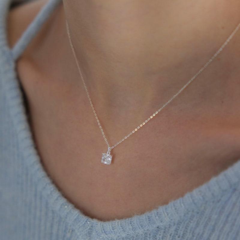 murmur [925silver]Glow square drop necklace