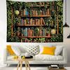 1pc Retro Library Tapestry Multiple Sizes 2D Print Vintage Book Green Plant Design Polyester Fiber Classroom Dorm Decor Scholar