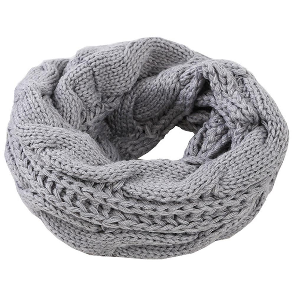 

Neck Wraps Knitted Scarf Thickening Warm Ring Scarf Fashion Circle Neck Scarf Winter світло-сірого кольору