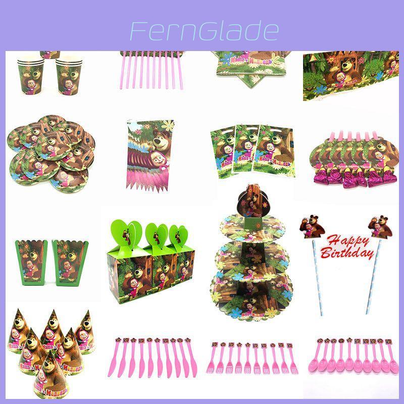 The Masha And Bear Theme Birthday Party Supplies Decoration Tableware Disposable