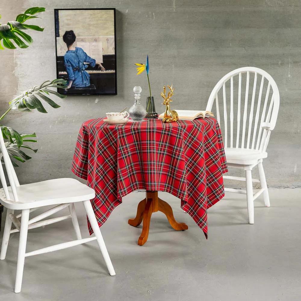 Plaid Tablecloth Christmas Red Green Rectangle Party Table Cloth Vintage Dining Table Cover for Home Living Room Xmas Decoration