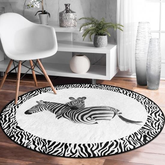 

Deymend Зебра в рамке с цифровым принтом черный моющийся круглый ковер с нескользящей подкладкой для ванной комнаты
