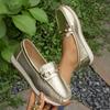 Fashion Gold Silver Metal Chain Flats Shoes Women Spring Autumn Plus Size Platform Loafers Woman Slip On Soft Bottom Casual Shoes Female