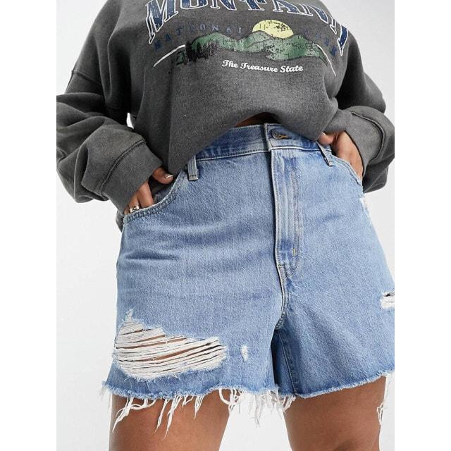 

Светло-голубые рваные шорты для мам Levi's Plus