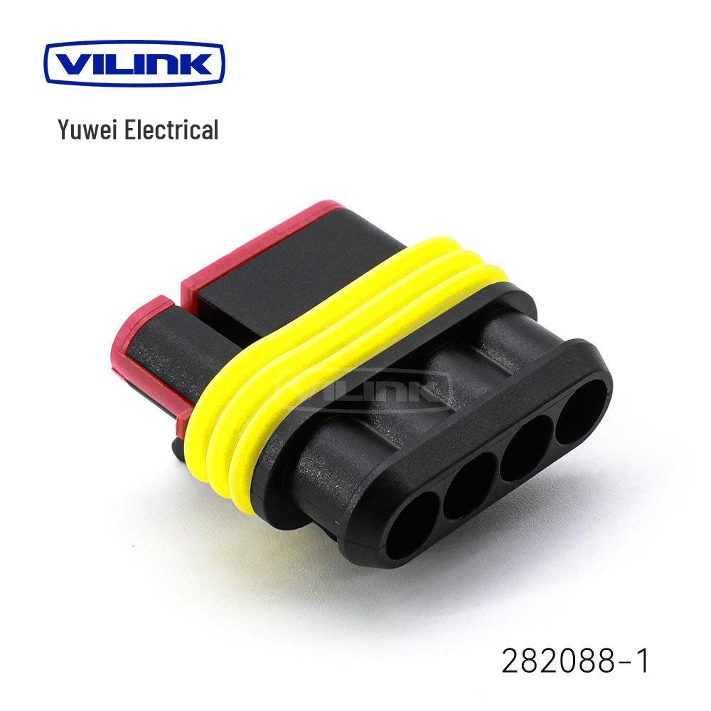 High-Quality AMP Automotive Waterproof Connector Pair for Quick Wire Connection (Male & Female), Model 282080-1.