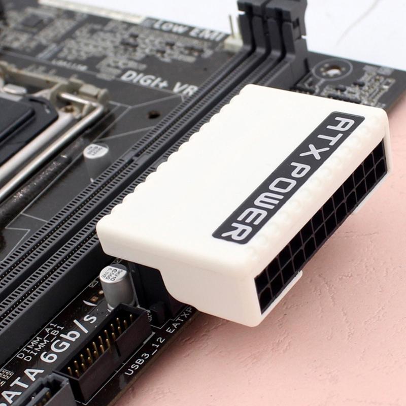 Adapter zasilania 24-pinowy żeński na 24-pinowy męski, kątowy 90 stopni, złącze mostkujące do zasilania komputera stacjonarnego