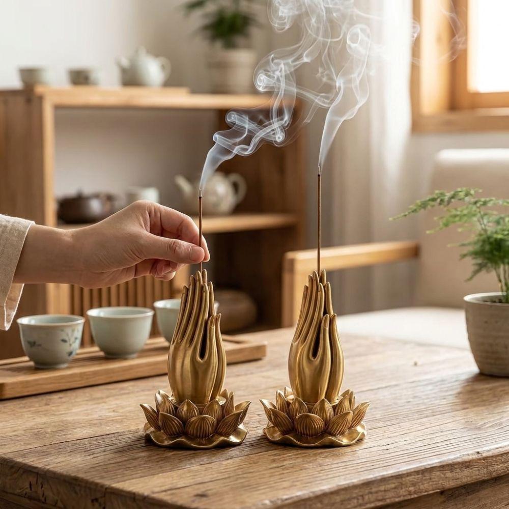 3D Printed Lotus Hand Incense Holder Praying Hand Tabletop Incense Base Living Room
