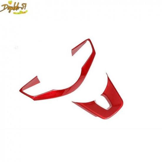 For Kia K3 Forte - Glossy Red Steering Wheel Button Cover Strip Trim 2X