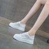 Two wearing little white shoes women's spring and summer new mesh breathable lightweight thick sole heightening soft leather lace-up casual shoes