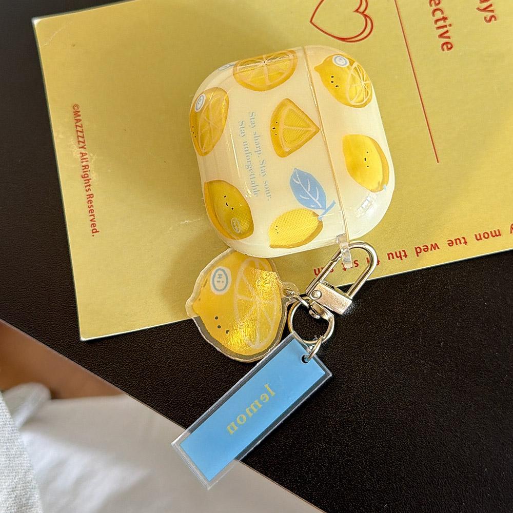 Jane Cute Yellow Lemon Gloss Soft Earphone Case for iPhone Apple AirPods Pro 3 2 1 4 Silicone Protection Cover With Pendant