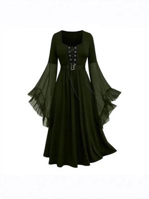 2024 Women's Halloween Witch Lace-Up Swing Dress
