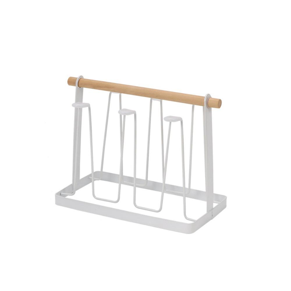 

Прочная сушилка для чашек в японском стиле с поддоном для слива, компактная полка-дисплей для подвешивания чашек, стоячая полка-органайзер для кружек