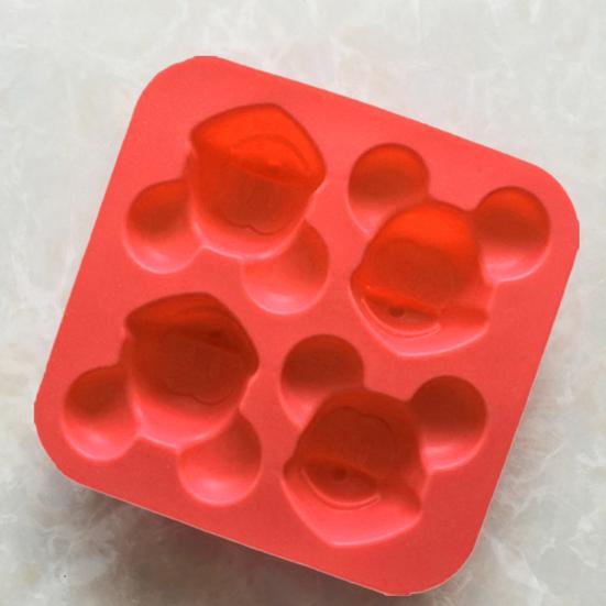 4 Cells Cartoon Mickey Mouse Silicone Soap Cake Mold Kitchen DIY Baking Tool