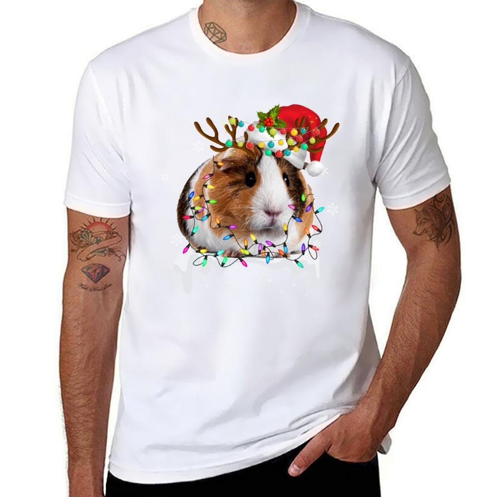 Guinea Pig Christmas Funny Guinea Pig Guinea Pig Xmas Pig Lover Christmas TShirt Basic Solid Color Casual Tee Shirt