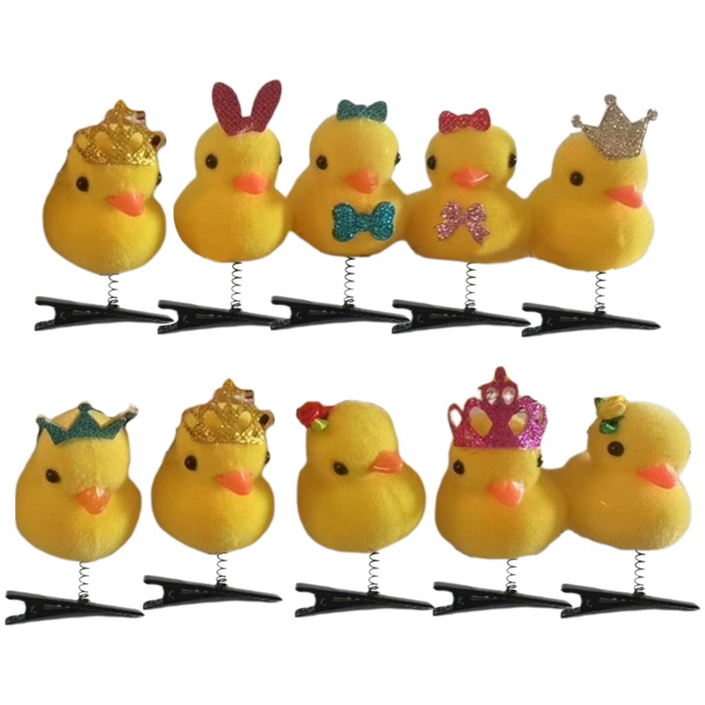 Set of 10 Little Yellow Duck Hairpin 3D Headset Clip Cute Hairpins Fashionable DIY Duckbill Clip for Headwear Enthusiast