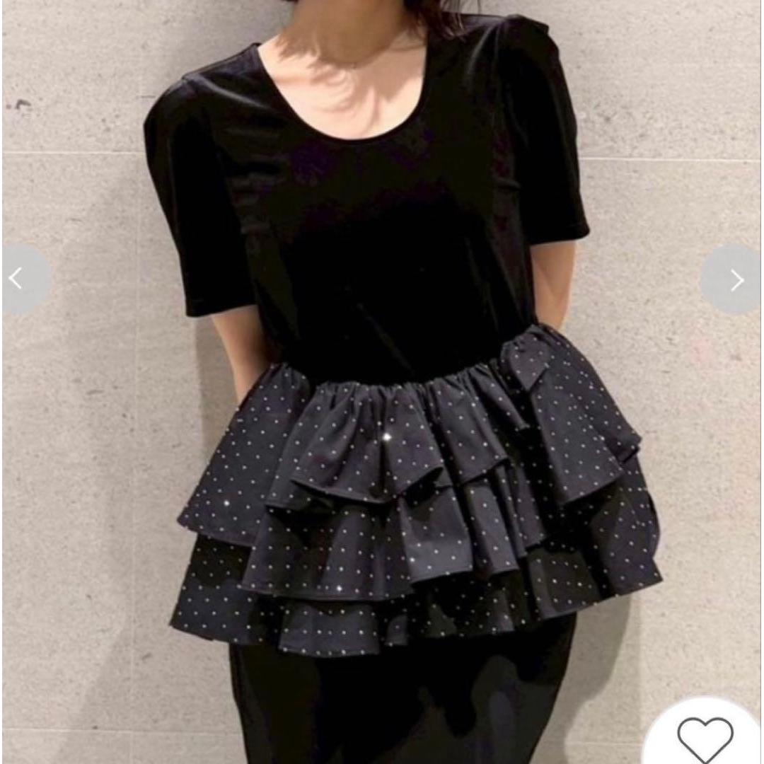 Lily brown velor peplum ruffle tops blk