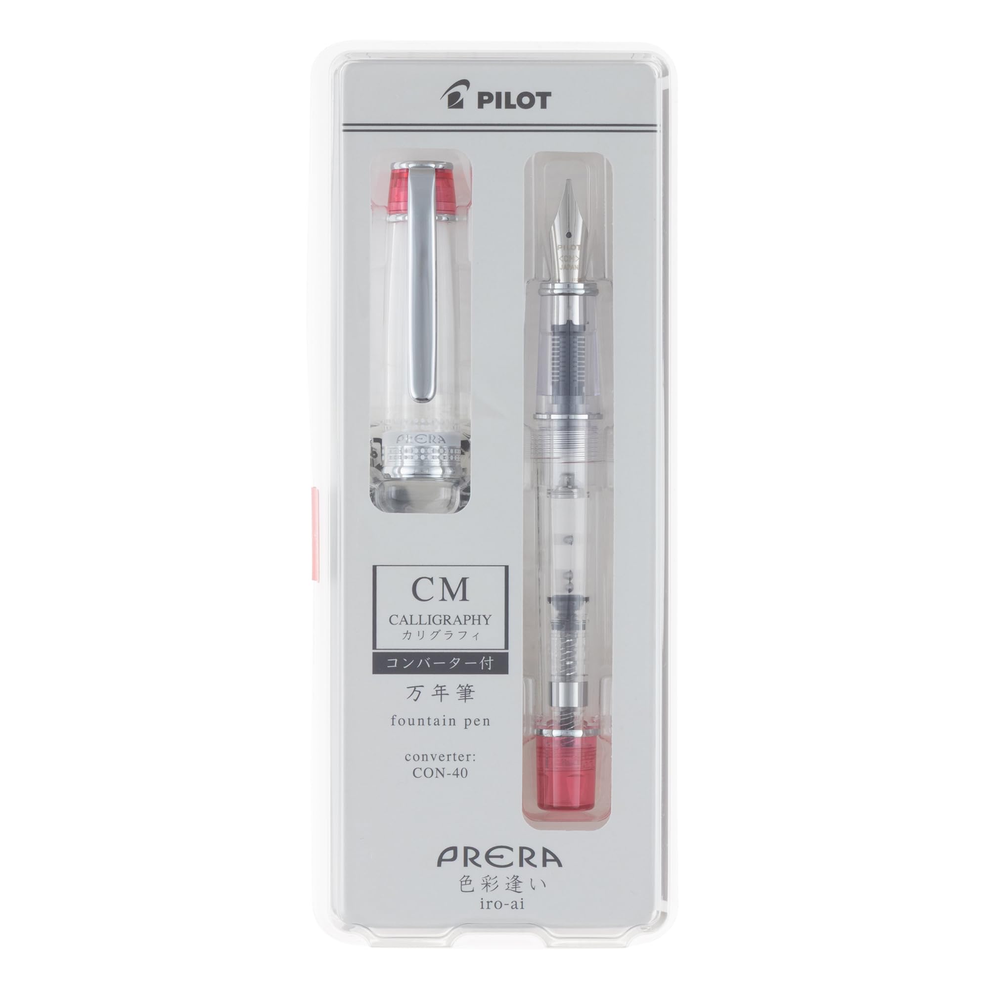 PILOT Prera Fountain Color Encounter CM Transparent PFPR1TRCM Pen, Calligraphy, Red,