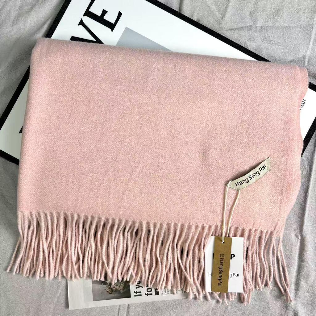 Schal im koreanischen Stil, einfarbig, Imitation Kaschmir, rot - Warm, vielseitig, modische Fransen für Herbst/Winter