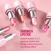 Sandwich Lipstick Pearlescent Long Lasting Waterproof Glitter Lipstick Shimmer Pearlescent Shiny Metallic Pink Lip Gloss Lip Glaze