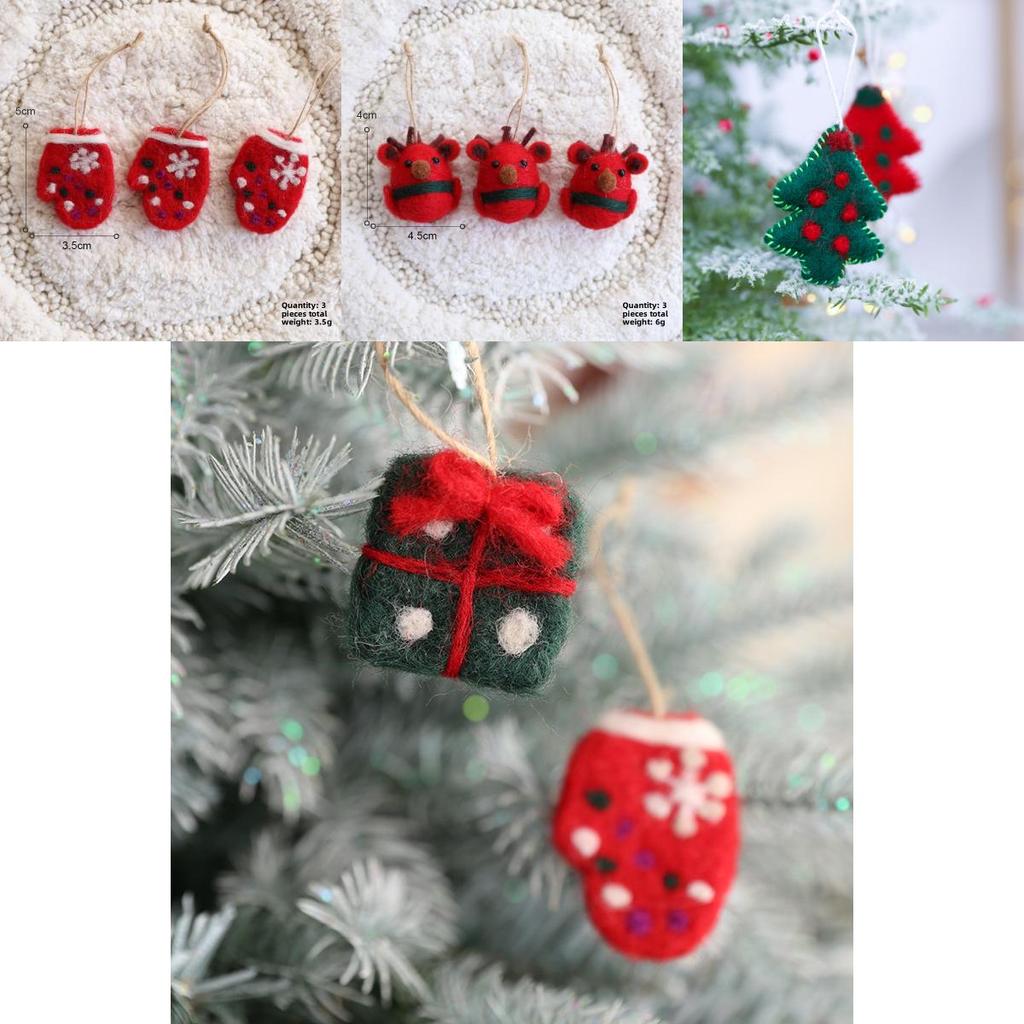 Christmas Tree Wool Felt Ornaments With Cartoon Design For Holiday Decor
