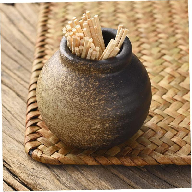 Japanese Style Toothpick Dispenser Ceramic Mini Vases Vintage Porcelain Jar Decorative Food Fruit Pick Fork Holder for Home