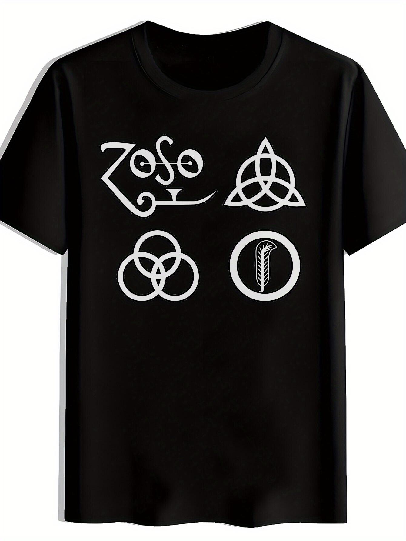T-shirt Casual Crew Neck with Intricate Line Art Print - Lightweight Polyester M