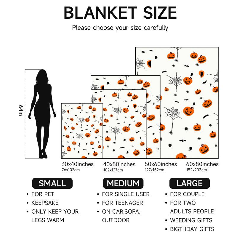 1 piece Halloween-themed flannel blanket with pumpkins and spiders, perfect for sofa, bed, or office. Ideal gift for family, fri