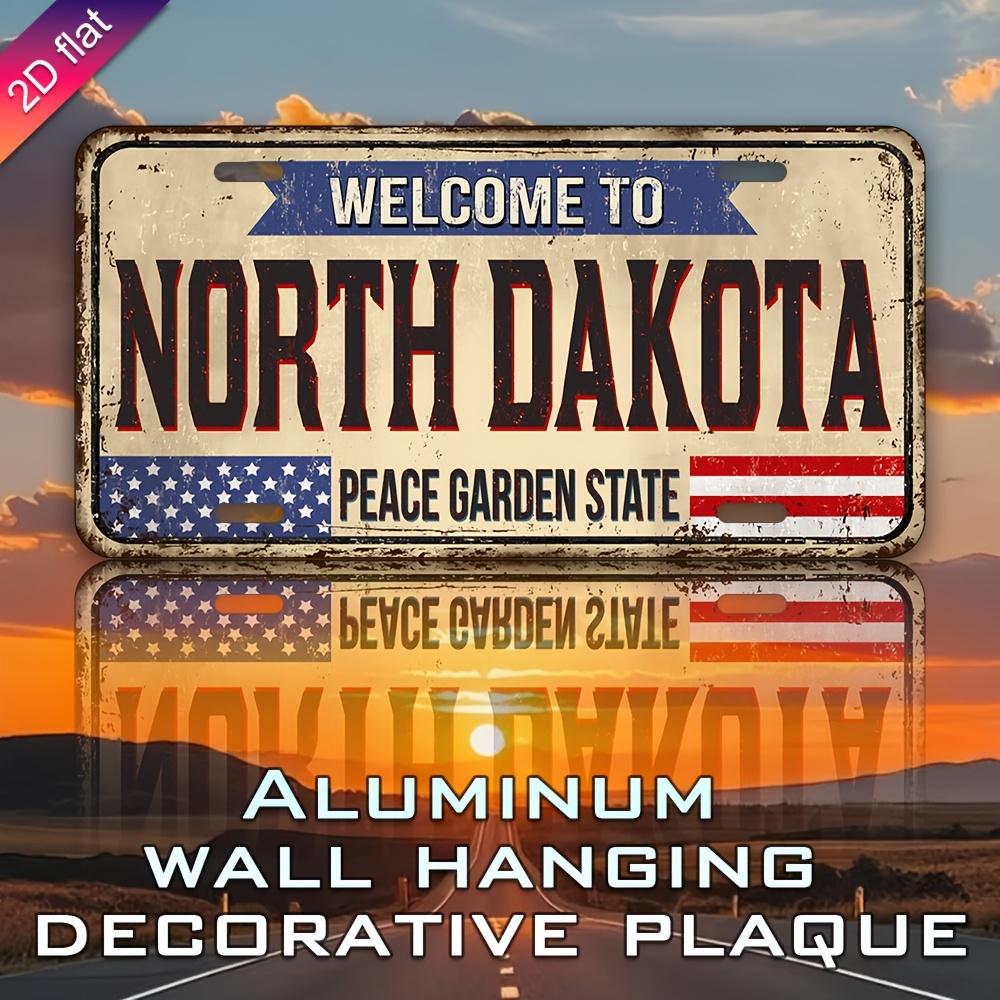

Welcome To North Dakota Peace Garden State American Flag Vintage License Plate Style Aluminum Metal Sign Retro USA Travel Souv 15x30cm(5.9x7.8inch)