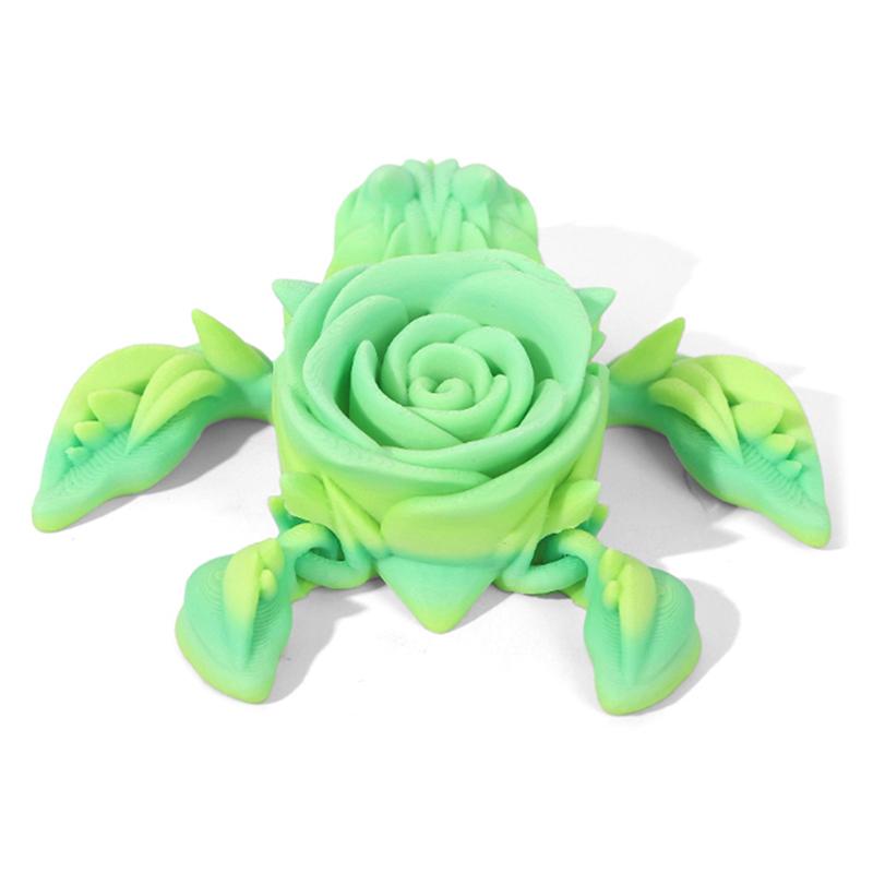 Rose Turtle 3D Printed Articulating Turtle Fidget Toy Joint Movable Model Stress Relief Sea Turtle Figurine Landscape Decoration