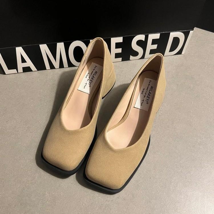 Fashion Hot Selling 2025 Spring Summer New Style Korean Versatile Mary Jane Single Shoes Large Heel Vintage Shoes Flat Bottom Bean Shoes