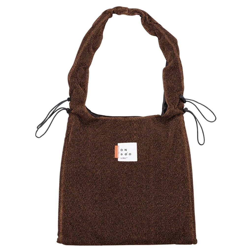 World Party ONDOO Shirred Drawstring Tote Bag in Brown with Metallic Stylish and Cute Shoulder Bag for Men and Perfect for or as a Side Bag Wpc.