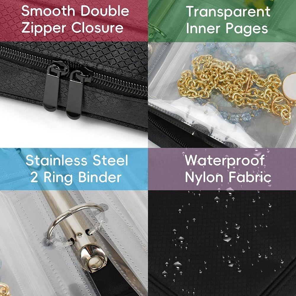Large Capacity Clear PVC Jewelry Organizer Dust-proof Sealed Necklace Ring Packing Bag with Zipper Earring Holder Travel