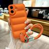 Down Jacket Hand Wrist Strap Case for For Iphone 16 1 14 13 Pro Max 12 11 X Xr Xs 7 8 Plus SE Lanyard Solid Color Soft Cover