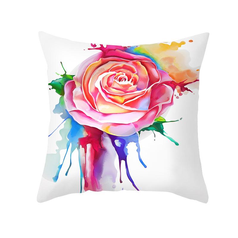 Home Peach Skin Printed Cushion Cover Nordic Green Plant Sofa Cushion Cover Office Cushion Cover