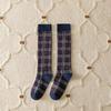 Chaussettes Longues à Carreaux Rétro Harajuku Mode Coton Style Collège Bas pour Femmes Tricotées Vintage JK Collégiennes Genouillères