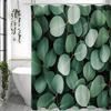Green Leaf Shower Curtain, Bathroom Decorative Shower Curtain, Waterproof Shower Curtain with Hooks