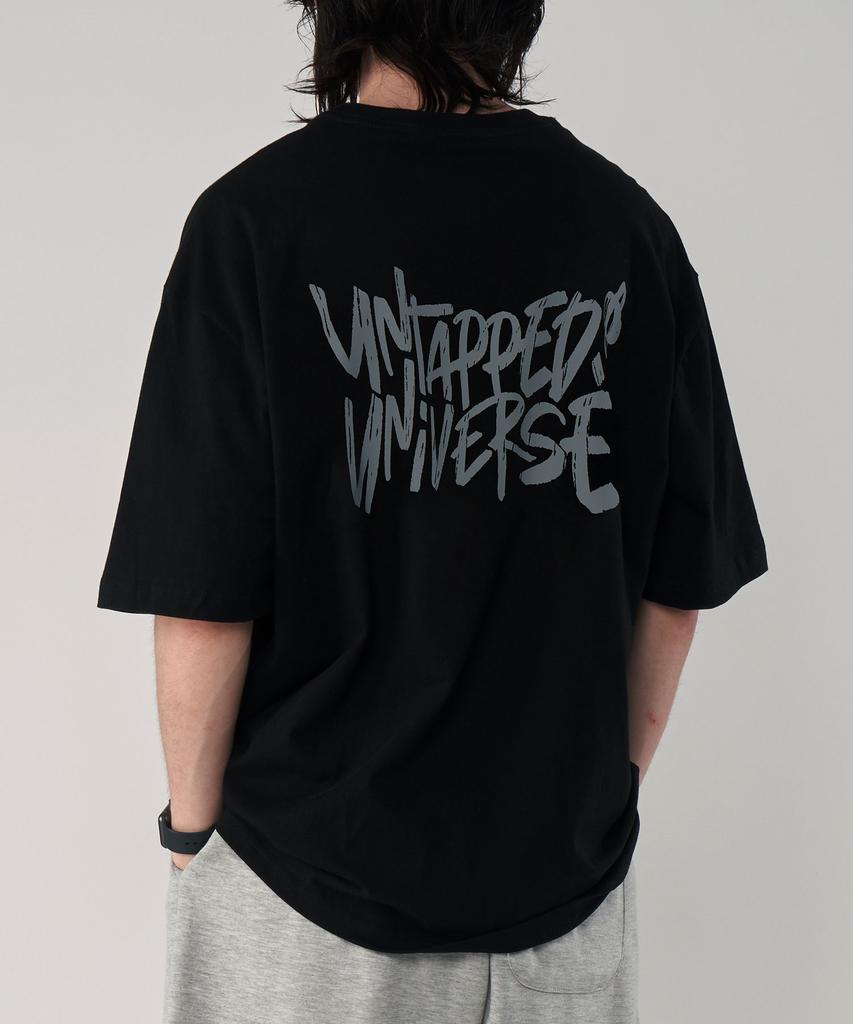 UNTAPPED STUDIO Universe Lettering Pure Cotton Big Oversized Short Sleeve T-Shirt 4 Colors (B Type)