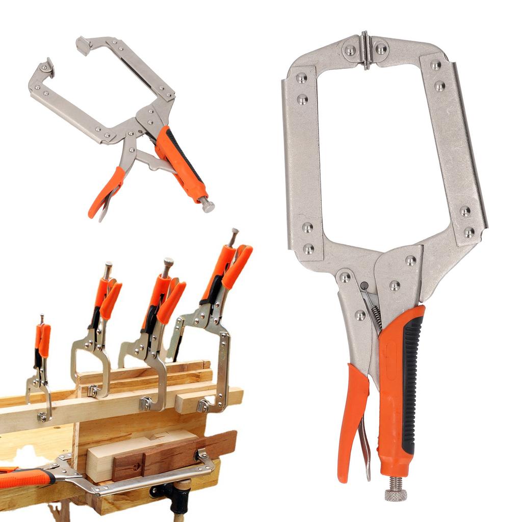 2Pcs Locking C Clamp Pliers Set Heavy Duty Woodworking Face Clamp with Rotating Pads for Welding   Hole Joinery