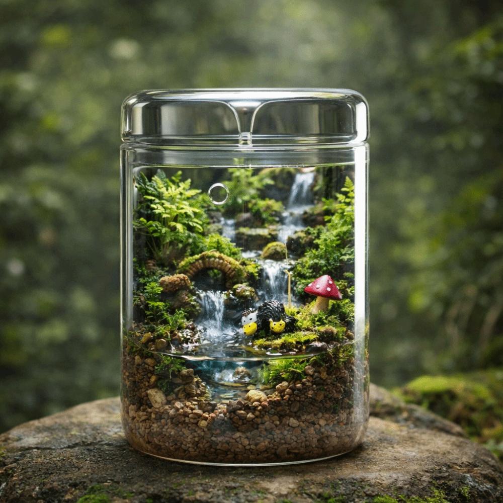 Cylinder Glass Terrarium Perforated Cover Moss Plant Pots Art Vase Micro Landscape  Indoor Planting