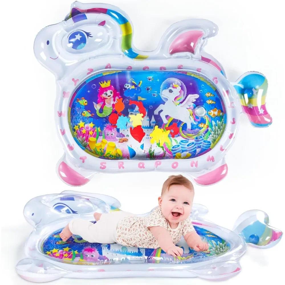 Unicorn Tummy Time Water Mats for Baby Inflatable Water Play Mats Development Indoor Toys for Infants Newborn Toddlers