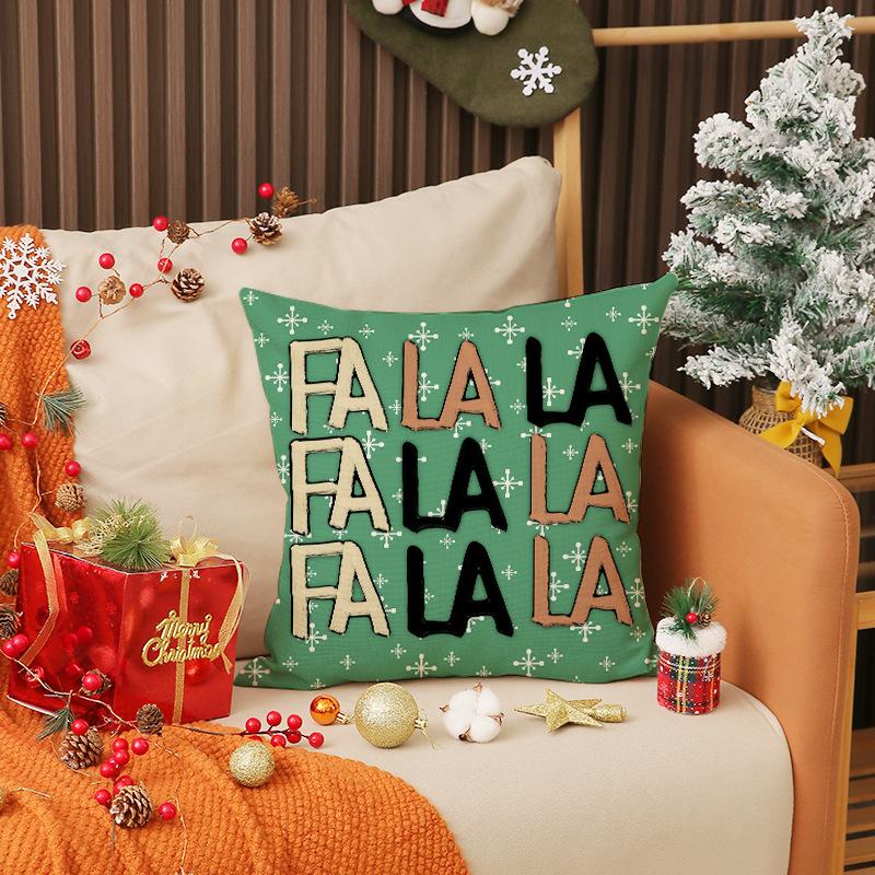 Christmas Pillow Cover Car Decoration Linen Print Pine Pillow Living Room Sofa Pillow Cushion