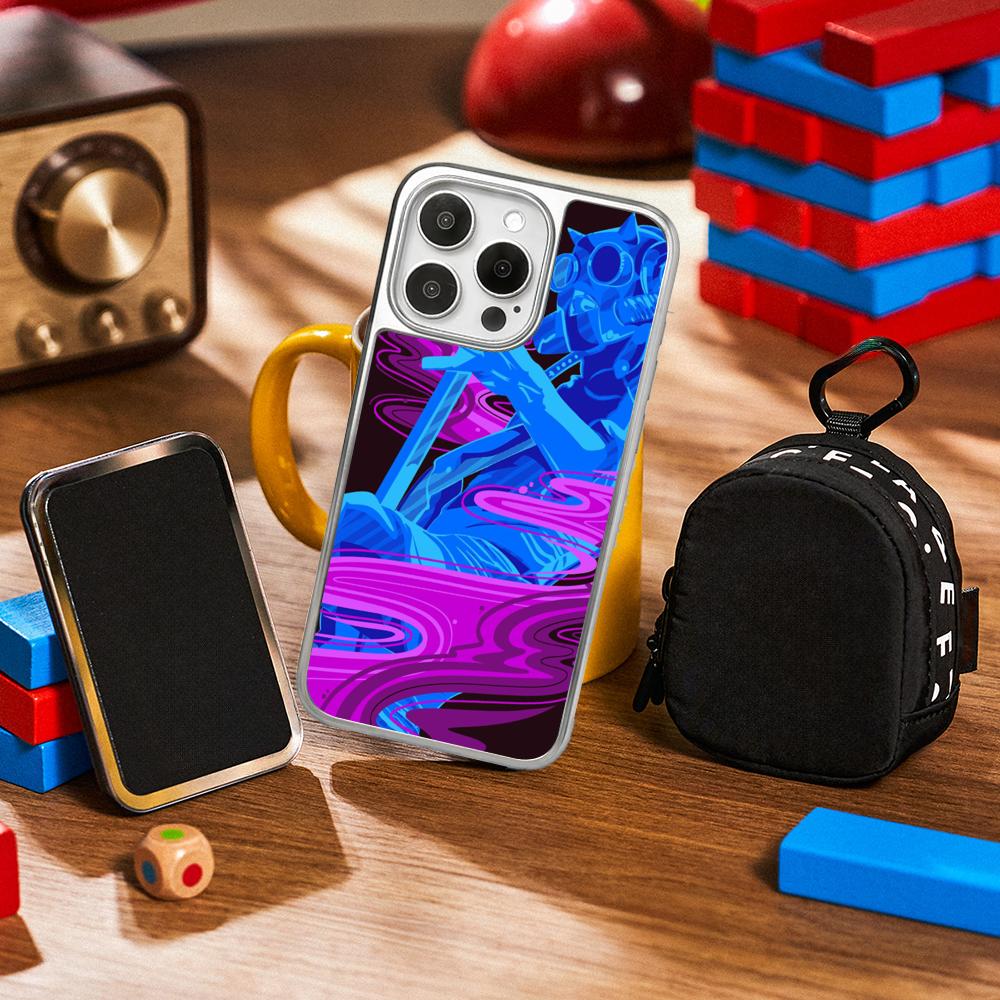Cool Guitarist Swiss Poster Pattern Phone Case for iPhone 16 15 14 13 12 11 Pro Max Sheepskin Silver-edged Protective Case