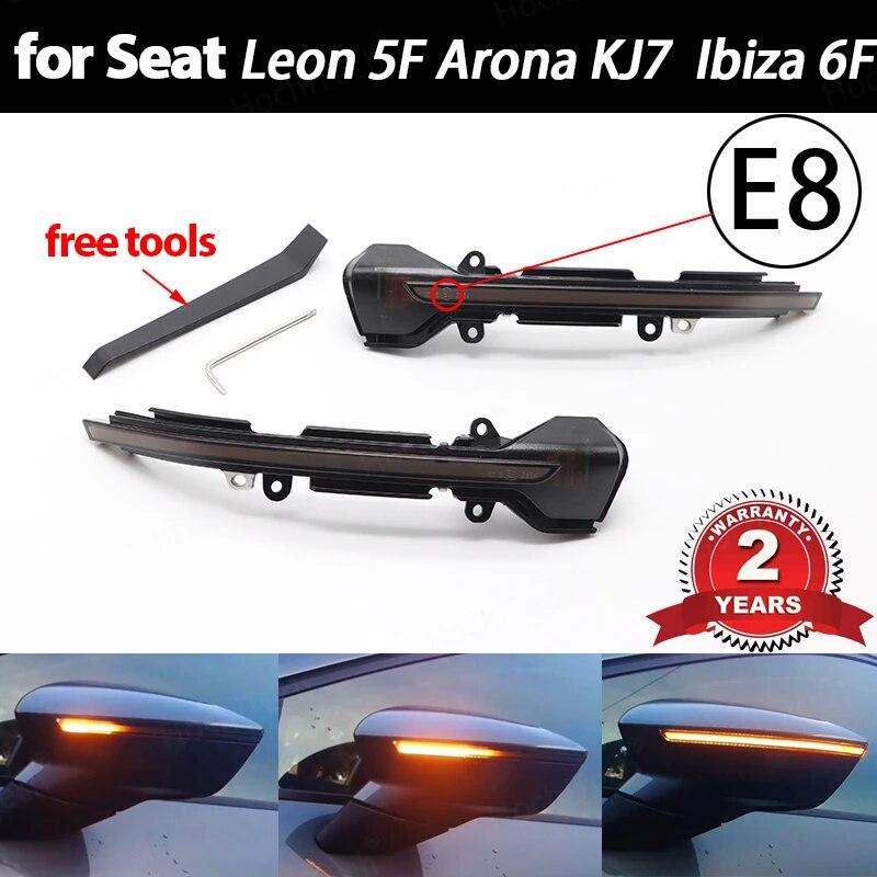 for Seat Leon III 5F 2013- Dynamic Scroll Black LED Turn Signal Light Sequential Mirror Indicator Blinker Light