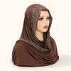 Ramadan Muslimischer Schimmer Strass Jersey Baumwolle Hijab Schal für Damen Einfacher Kopfschal Schal Wickeltuch Islamisches Stirnband Turban Bandana